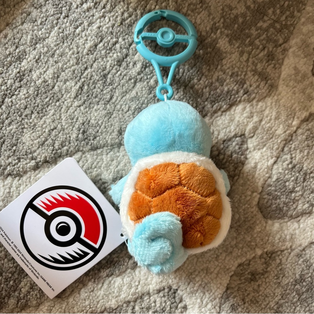 BNWT Pokemon Center Original Squirtle Plush Doll with Carabiner keychain - Picture 4 of 5